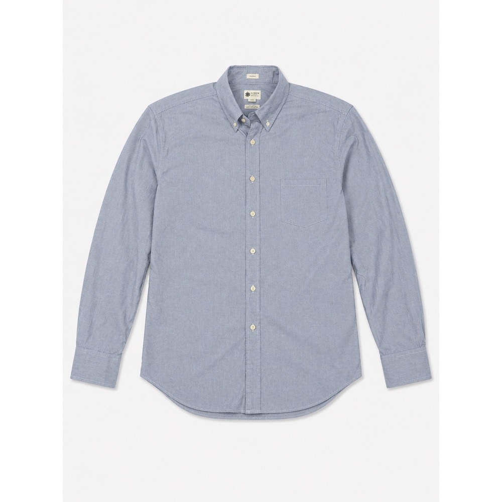 J.Crew Mens Tailored Fit Washed Casual Micro-Stripe Button Down Shirt Blue L